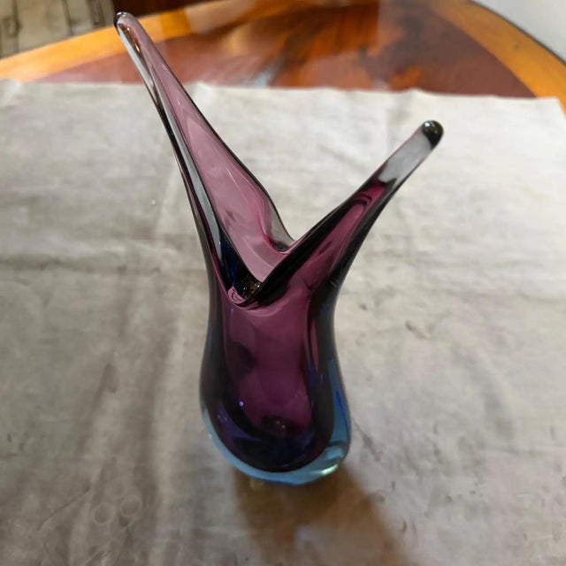 A 1970s Modern Purple and Blue Sommerso Murano Glass Vase by Flavio Poli For Sale - Image 12 of 13