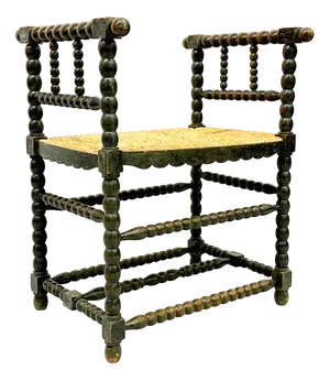 19th Century Dutch Jacobean Style Ebonised Oak Bobbin Bench