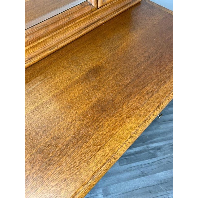 Vintage French Louis Style Oak Dressing Table with Mirror For Sale - Image 9 of 14