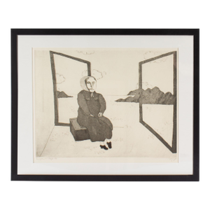 1970 Etching of a Seated Woman Benjamin Levy
