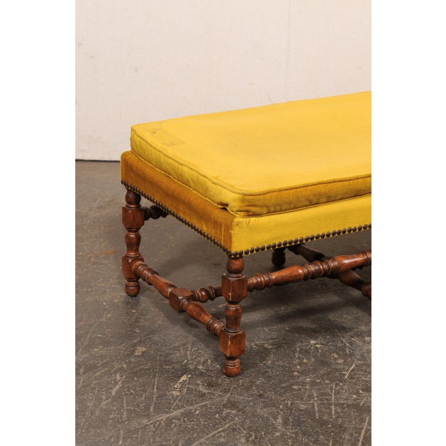French Upholstered 5 Ft Bench, Mid 20th C. For Sale - Image 11 of 11