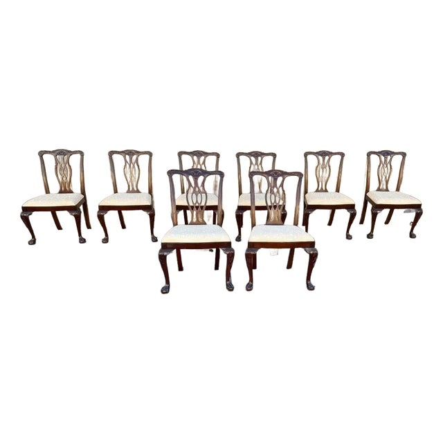 Late 20th Century Pennsylvania House Chippendale Style Mahogany Carved Ball and Claw Dining Chairs- Set of 8 For Sale