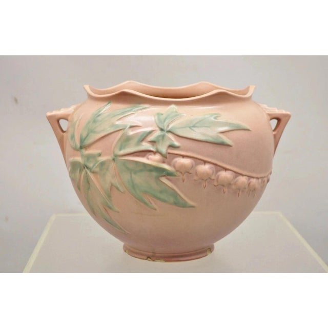 Antique Roseville Gardenia Bleeding Heart Pink 651-8" Jardiniere Planter Pot. Circa Early 20th Century. Measurements: 9.5"...