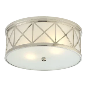 Suzanne Kasler for Visual Comfort Signature Montpelier Large Flush Mount in Polished Nickel with Frosted Glass