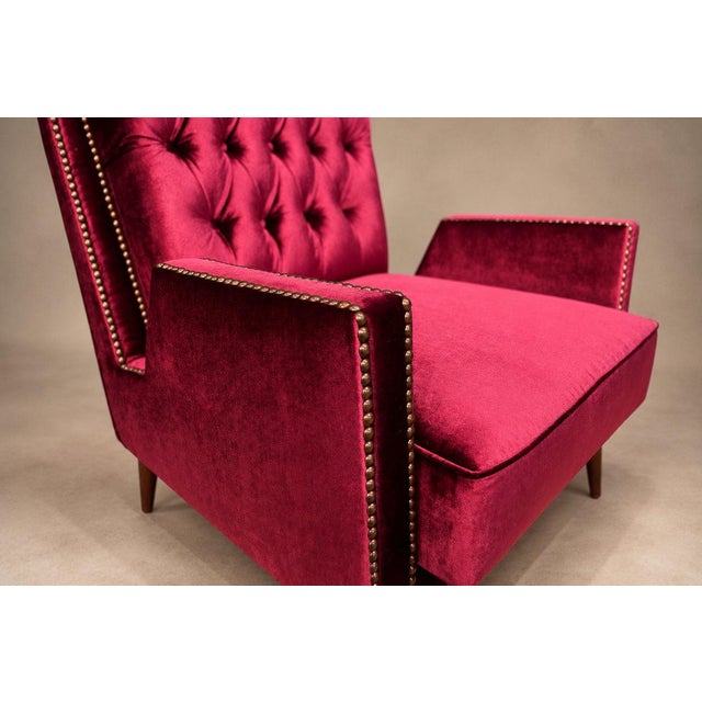 Giuseppe Scapinelli Armchair in Hardwood & Ruby Cotton Velvet, Brazil, 1956 For Sale - Image 17 of 18