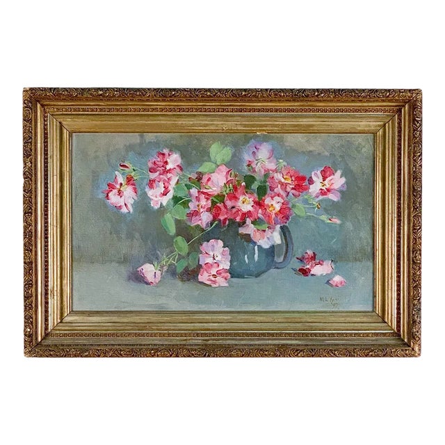 Victorian American Still Life of Flowers For Sale