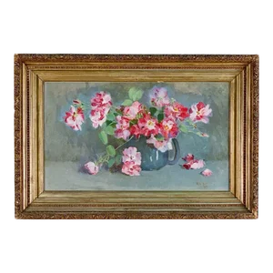 Victorian American Still Life of Flowers