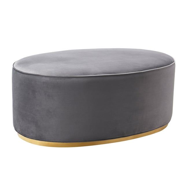 2020s Scarlett Grey Velvet Ottoman For Sale - Image 5 of 5