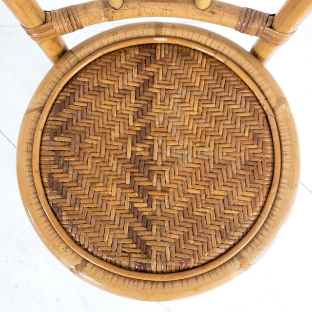 Wood Vintage Bamboo Bar Stool For Sale - Image 7 of 10