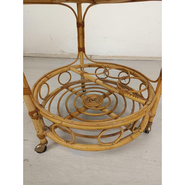 Vintage Rattan Serving Bar Cart, 1960s For Sale - Image 14 of 15