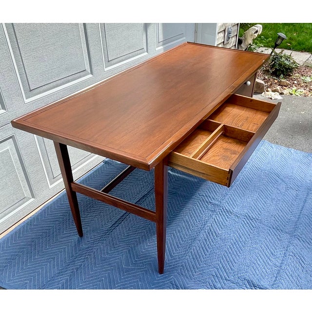 Wood 1959 Mid-Century Modern Walnut Writing Desk by Kipp Stewart for Drexel Declaration For Sale - Image 7 of 18