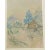 Old Asian Water Color Painting on Silk 22.5" H by 17.5"w by 1" D , with exquisite painting of a landscape of a village in...