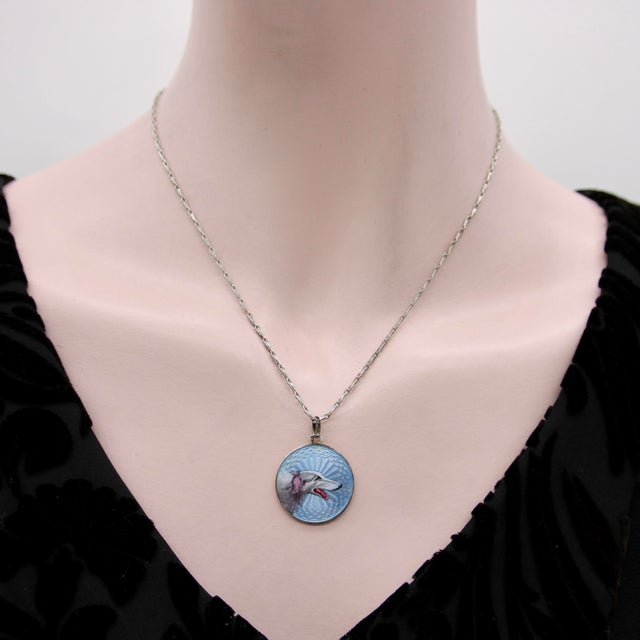 1900 - 1909 1900-1909 Swedish Sterling Silver Enamel Portrait of a Sighthound For Sale - Image 5 of 8