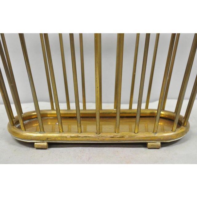 Mid 20th Century Vintage Gatco Mid Century Modern Solid Brass Spindle Modernist Magazine Rack For Sale - Image 5 of 16