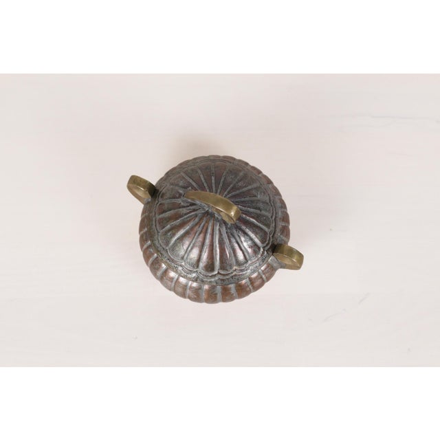 Early 20th Century Antique Chinese Copper and Brass Lidded Box For Sale In Lexington, KY - Image 6 of 10