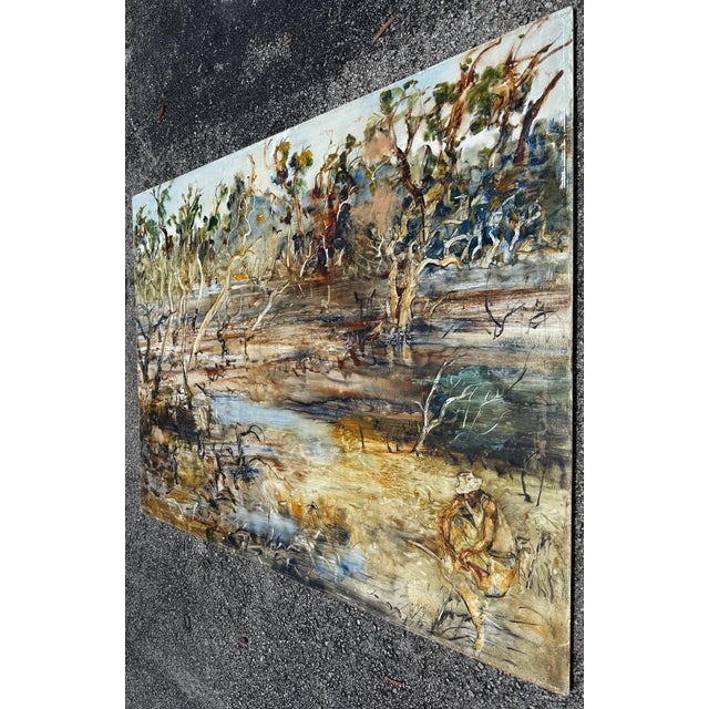 Large unsigned oil on cardboard painting. This artwork is very similar to the work of Australian artist Tessa Perceval...