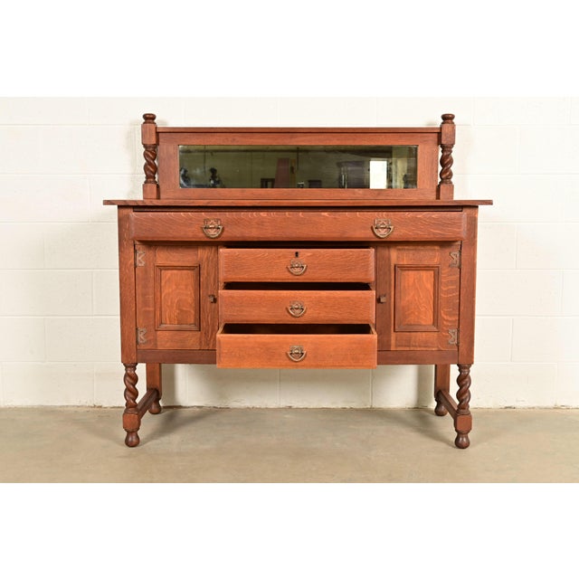 Early 20th Century Stickley Brothers Antique Mission Oak Arts & Crafts Sideboard or Bar Cabinet, Circa 1910 For Sale - Image 5 of 16