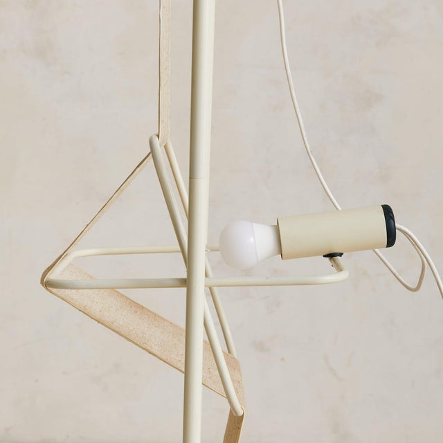 Vintage Italian Postmodern Floor Lamp with Fabric Shades + Stone Base For Sale - Image 10 of 11