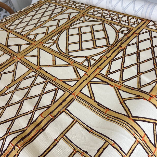 Quadrille Lyford Trellis Linen Cotton Fabric- 4 1/2 Yards For Sale - Image 4 of 4