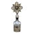 Handmade Crystal Cross Assemblage Sculpture on Embossed Clear Glass Flask For Sale
