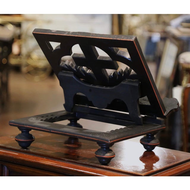 Black Early 20th Century French Carved Mahogany Folding Bible Book Stand For Sale - Image 8 of 10