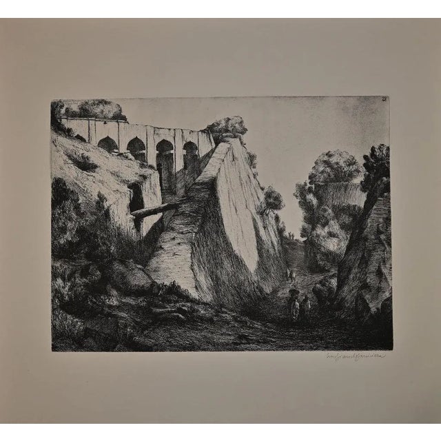 Lalibela - Bièt Gàbriel is an original etching on paper realized by Lino Bianchi Barriviera in 1939. Hand-signed in...