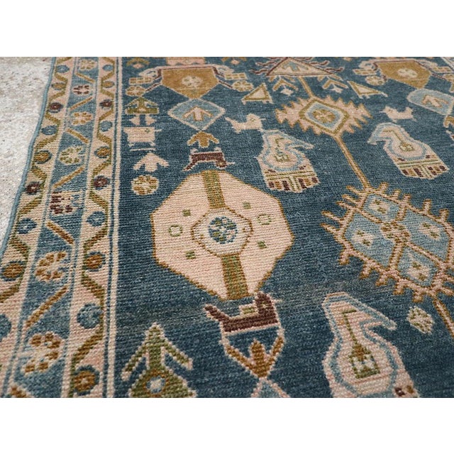 Tribal Galerie Shabab Collection Mid-20th Century Persian Malayer Throw Rug For Sale - Image 3 of 8