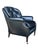 Wood Vintage English Black Leather Club Chair With Tufted Back & Casters For Sale - Image 7 of 12