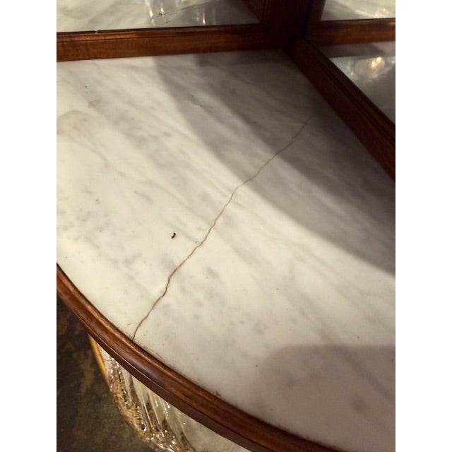 19th Century French Louis XVI Walnut Server With Carrara Marble Top For Sale - Image 10 of 11