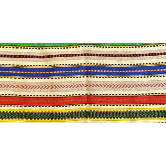 Vintage Mid-Century Mexican Hand-Woven Wool Serape — 83" X 57" For Sale - Image 4 of 14