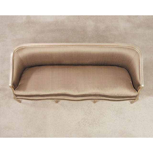 Dennis & Leen Dennis & Leen Italian Settee Cabriole Sofa Champagne Silver For Sale - Image 4 of 18