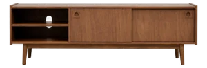 Modern Walnut Credenza / Media Console | Minimalist Sliding Door Sideboard