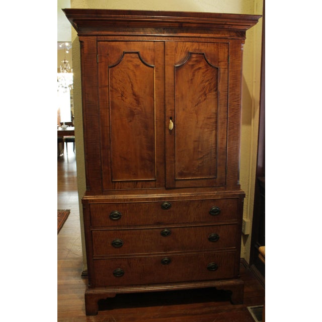 Late 18th Century American Tiger Maple Linen Press Cabinet Chairish