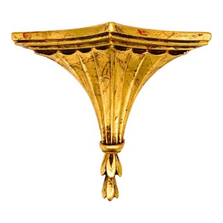20th C. Italian Gilt Plaster Wall Bracket Shelf – Classical Revival / Old World Glam For Sale