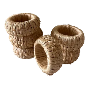Set of 6 Woven Rattan Natural Napkin Rings