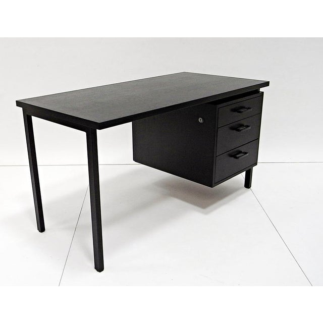 Mid-Century Modern Writing Desk in Black Stained Oak by Herbert Hirche for Christian Holzäpfel KG, Germany, 1960s For Sale - Image 3 of 10