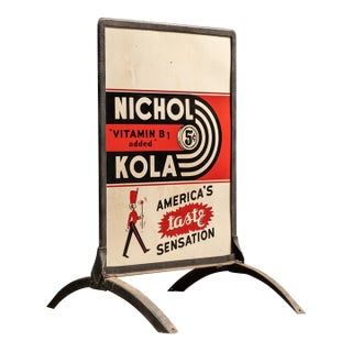 Vintage Framed Tin Nichol Cola Shop Floor Sign For Sale