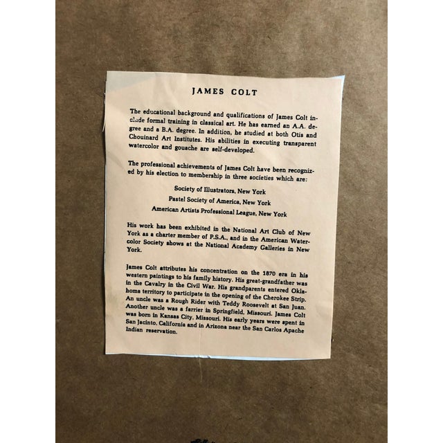 Watercolor by American Western artist James Lee Colt (1922-2005 Palm Springs, CA) Original signed gouache watercolor...