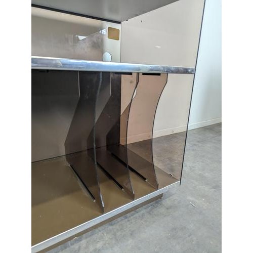 Hi-Fi Cabinet with Drop-Down Door in Smoked Acrylic Glass and Chrome-Plated Metal, 1970s For Sale - Image 6 of 8