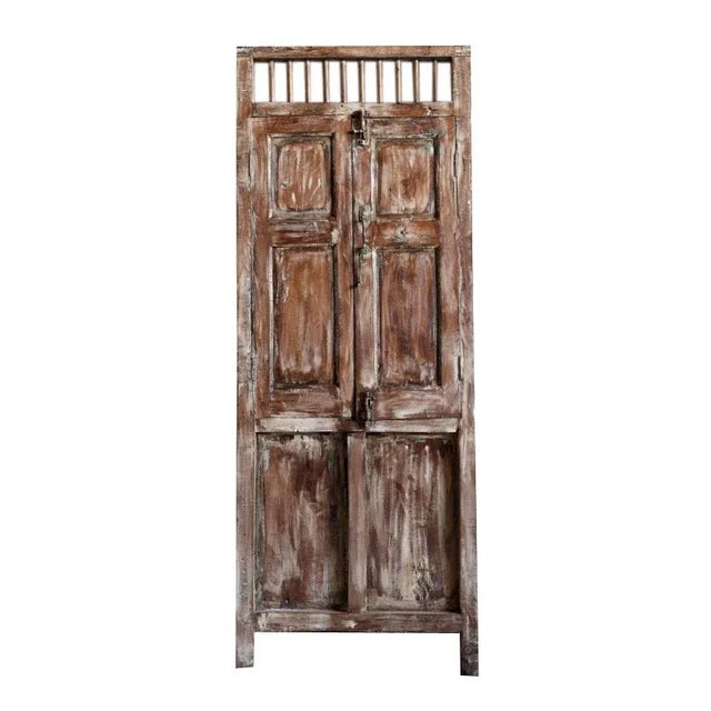 Mid-Century Modern 1920s Handcarved Original Whitewash Exterior Garden Door, 84 For Sale - Image 3 of 4