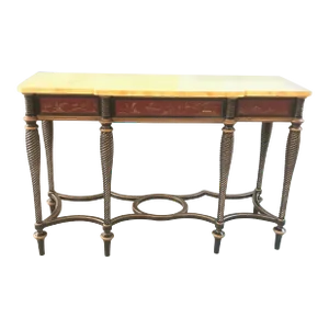 Hand Painted Chinoiserie and Faux Marble Top Console