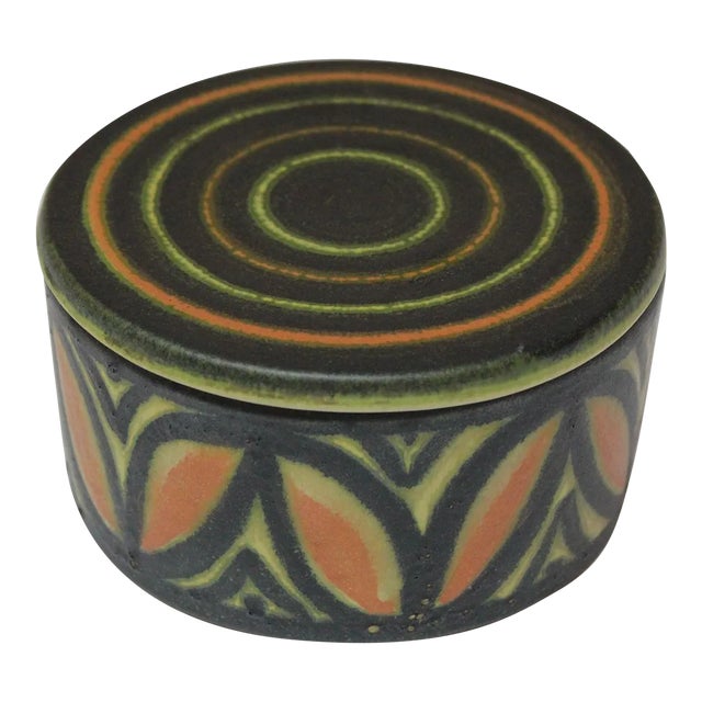 Vintage Italian Ceramic Round Box / Lidded Jar by Raymor For Sale