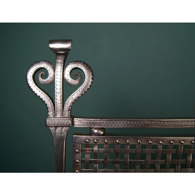 Antique Wrought Fire Screen by C. Downer, 1910 For Sale - Image 3 of 6