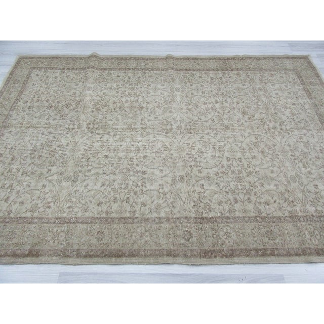 Hand Knotted Vintage Neutral Turkish Area Rug 6'7" X 9'9" Chairish