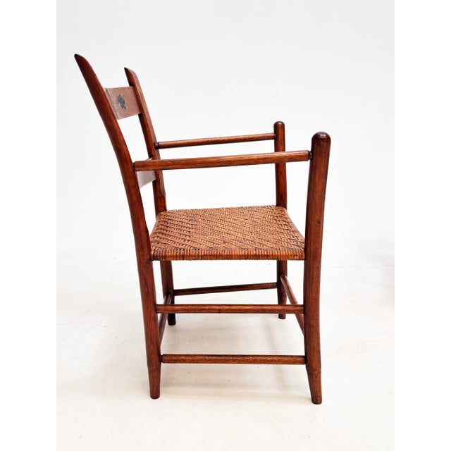 Early 20th Century Set of Four American Colonial Revival Hand-Painted Armchairs, Woven Splint Seats For Sale In Louisville - Image 6 of 16