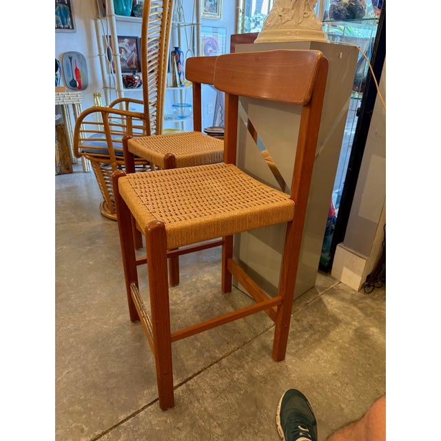 Tan Vintage Danish Modern Counter Stool For Sale - Image 8 of 10