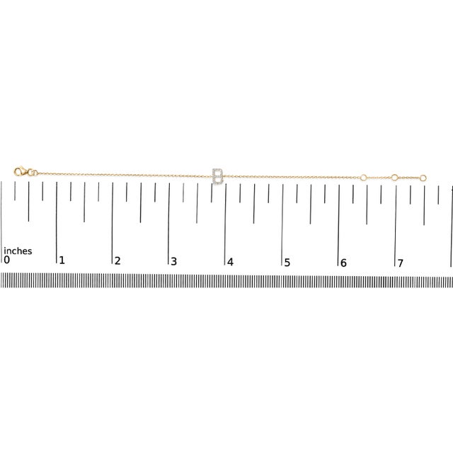 10K Yellow Gold Diamond Accent "B" Initial Charm and Link Bracelet For Sale In New York - Image 6 of 6