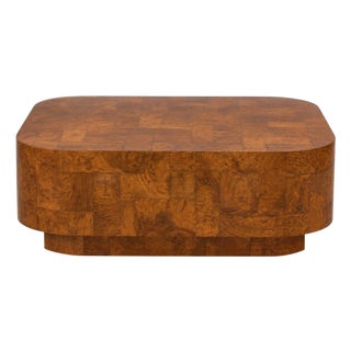 1970s Modern Patchwork Burl Floating Coffee Table Manner of Paul Evans For Sale