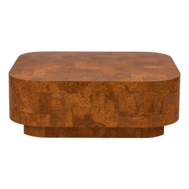 1970s Modern Patchwork Burl Floating Coffee Table Manner of Paul Evans For Sale