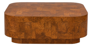 1970s Modern Patchwork Burl Floating Coffee Table Manner of Paul Evans